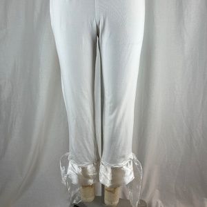 Design Todays White Knit Pants with Satin Cuff Size 1X